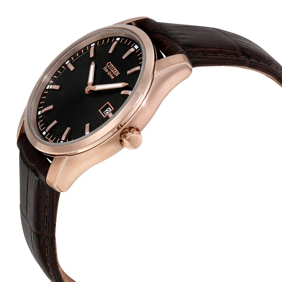 Citizen Eco Drive Black Dial Brown Leather Men's Watch AU1043-00E