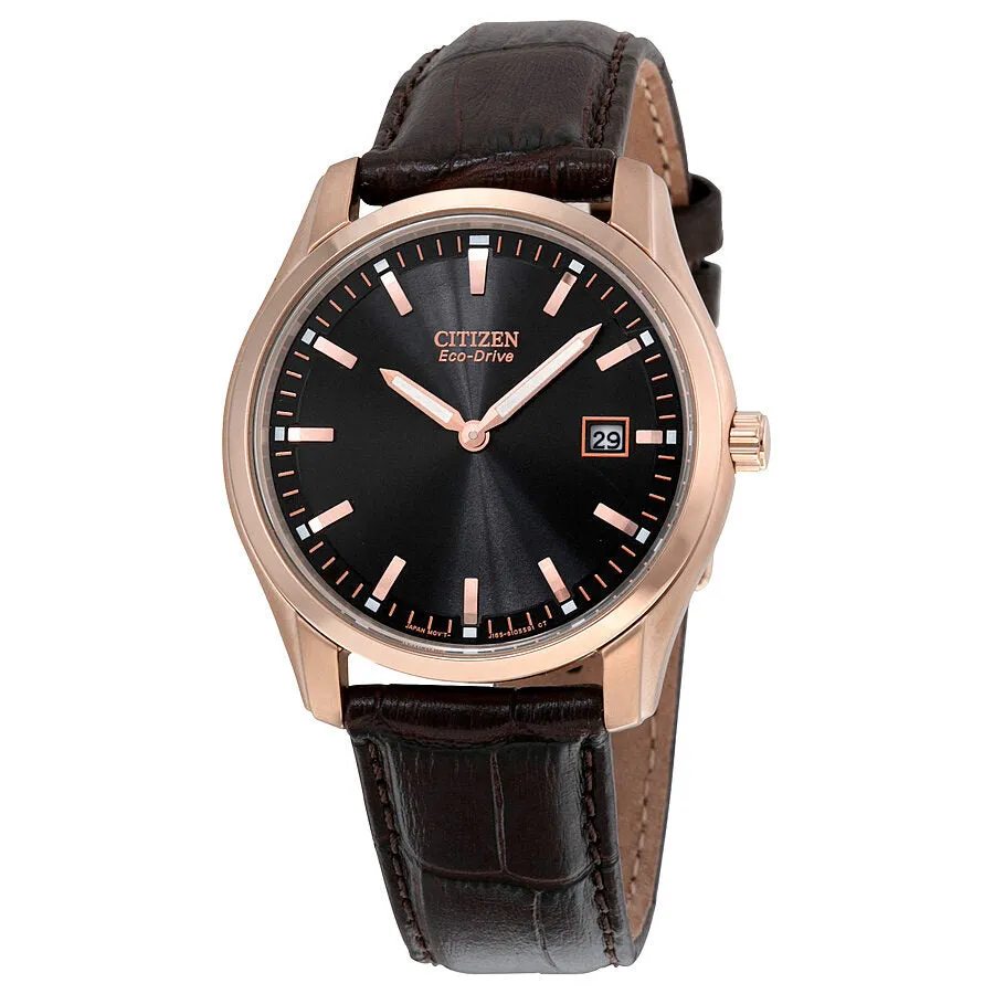 Citizen Eco Drive Black Dial Brown Leather Men's Watch AU1043-00E