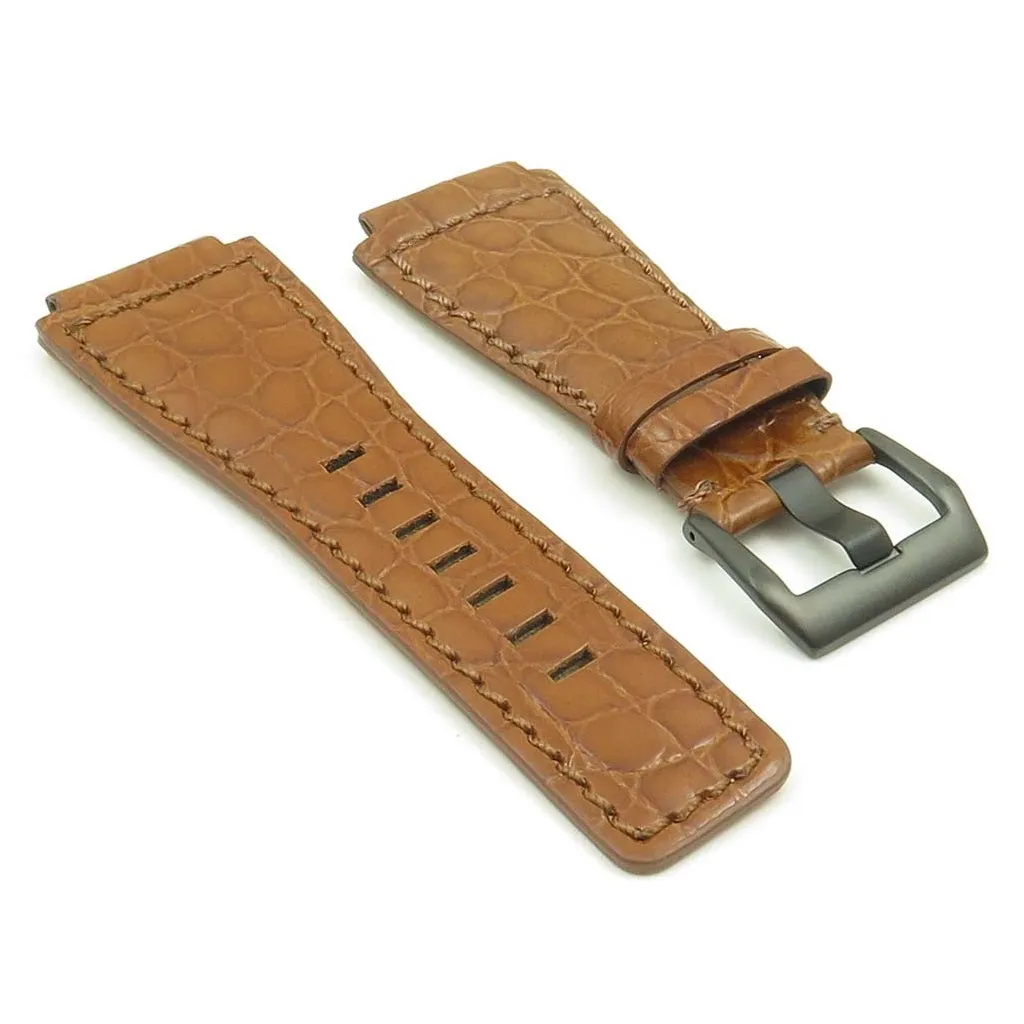 DASSARI Boulder Alligator Embossed Leather Strap for Bell & Ross with Matte Black Buckle