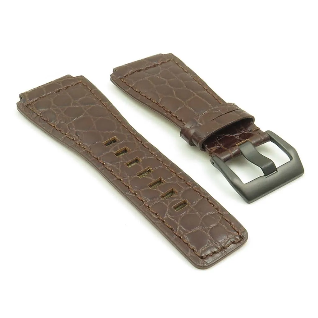 DASSARI Boulder Alligator Embossed Leather Strap for Bell & Ross with Matte Black Buckle