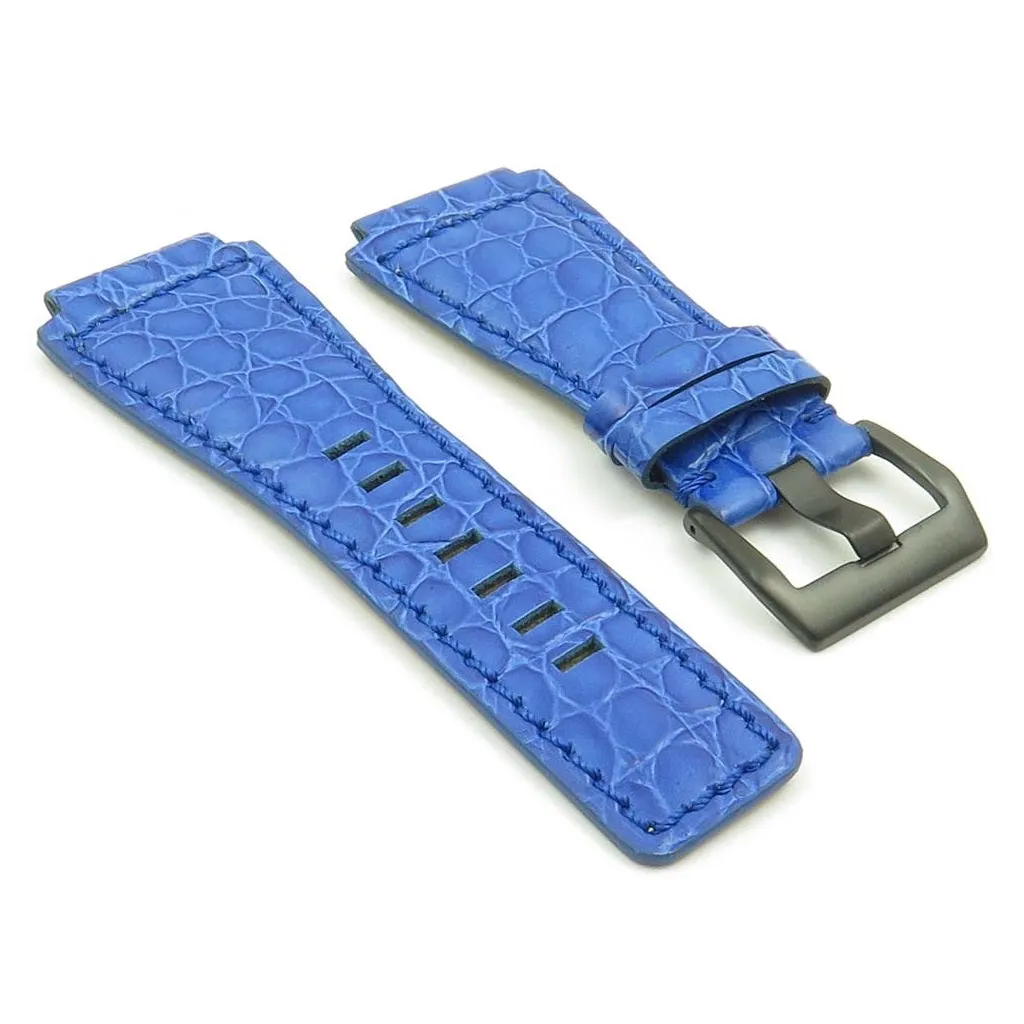 DASSARI Boulder Alligator Embossed Leather Strap for Bell & Ross with Matte Black Buckle