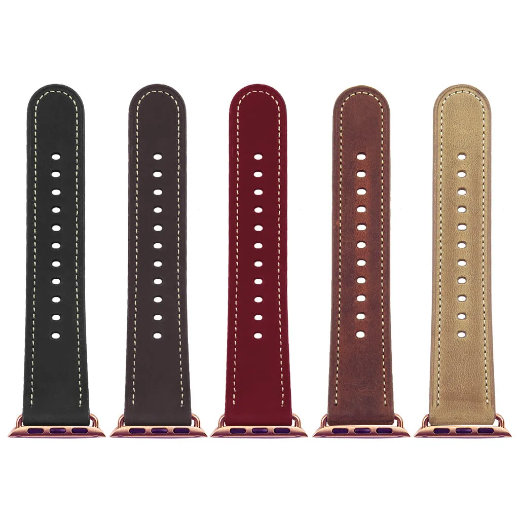 DASSARI Distressed Leather Strap for Apple Watch w/ Matte Buckle