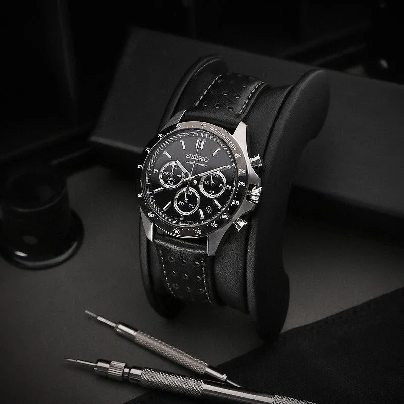 DASSARI Perforated Leather Racing Strap