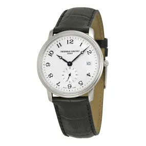 Frederique Constant Slim Line Silver Guilloche Black Leather Men's Watch 245AS4S6 FC-245AS4S6