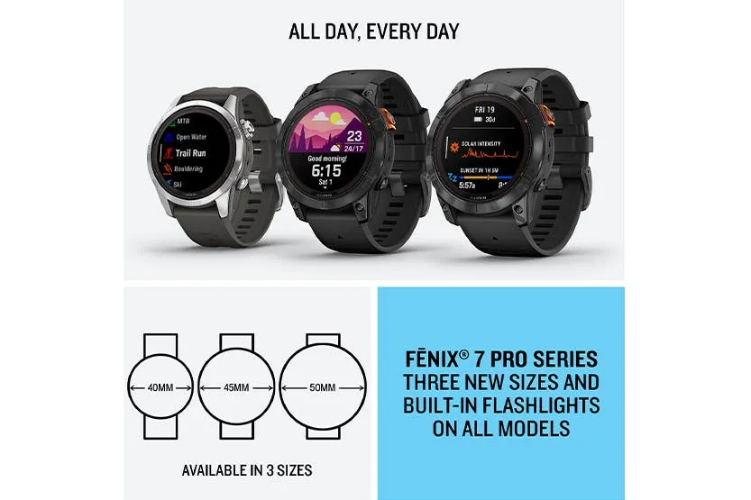 Garmin Fenix 7X Pro Solar Smart Watch | 51mm | Slate Grey/Black