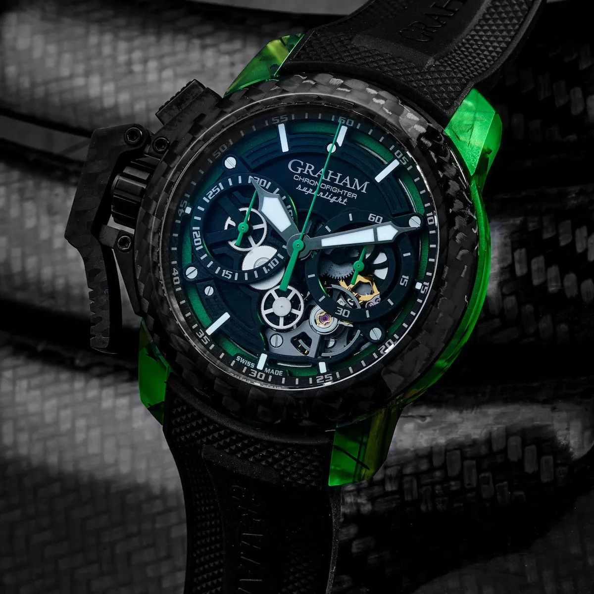 Graham Chronofighter Superlight Carbon Strip Skeleton Green