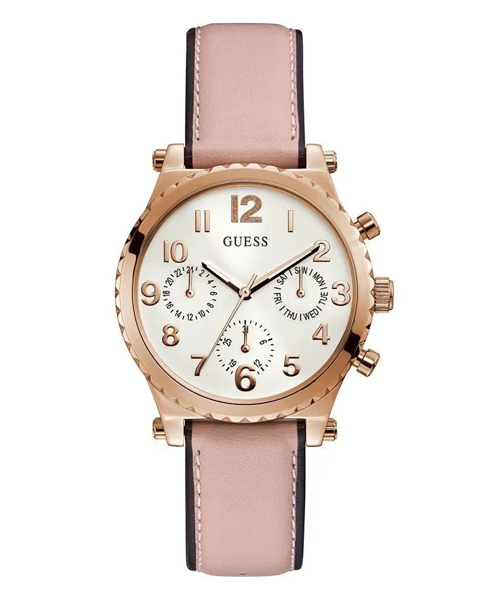 Guess GW0036L3 Pink Leather Strap Multifunctional Women Watches