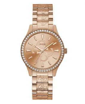 Guess U1280L3 Rose Gold-Tone Crystal Logo Watch, 38mm Women Watches Lexor Miami