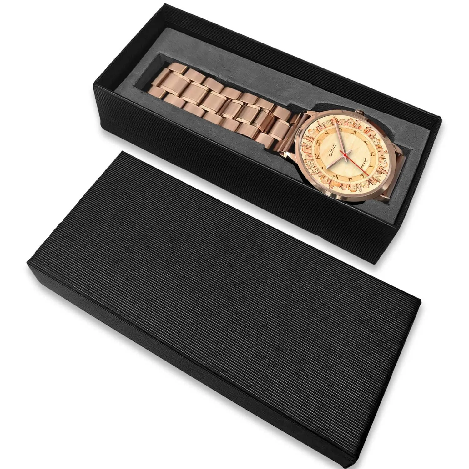 Hebrew Wristwatch Jerusalem Art - Rose Gold