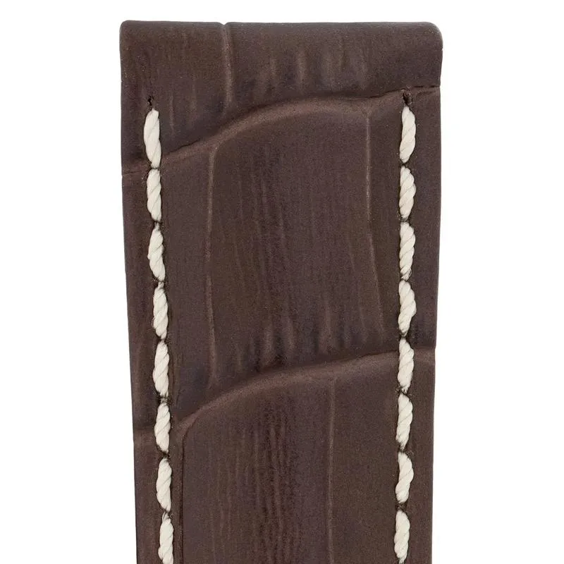 Hirsch MODENA Alligator Embossed Leather Watch Strap in BROWN