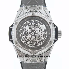Hublot Big Bang Sang Bleu Automatic Diamond Grey Dial Watch 465.SS.7047.VR.1204.MXM20