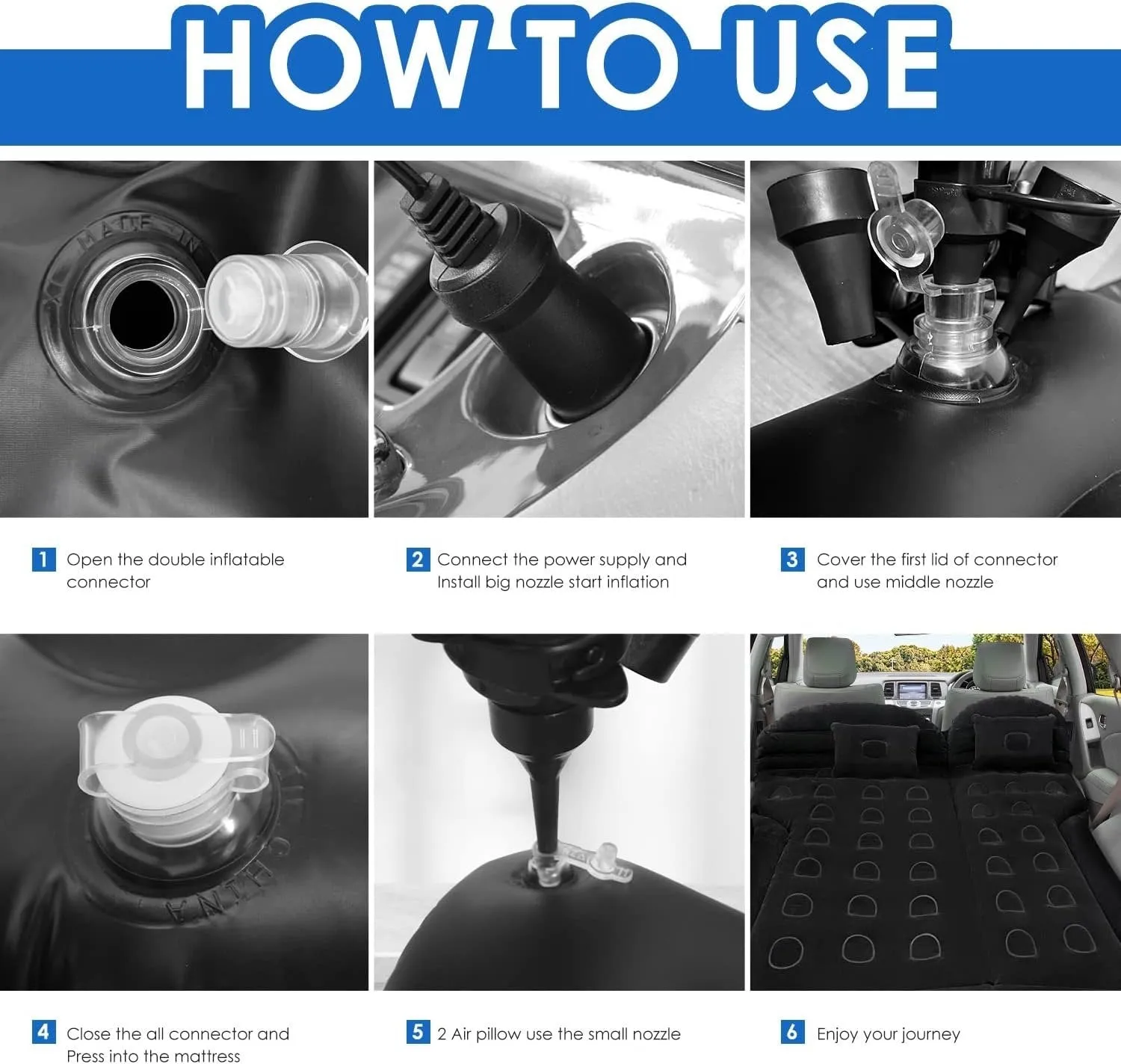 Inflatable Car Mattress - Pillow Air-Pump for Car, SUV, Truck Travel, Hiking, Trip and Other Outdoor Activities