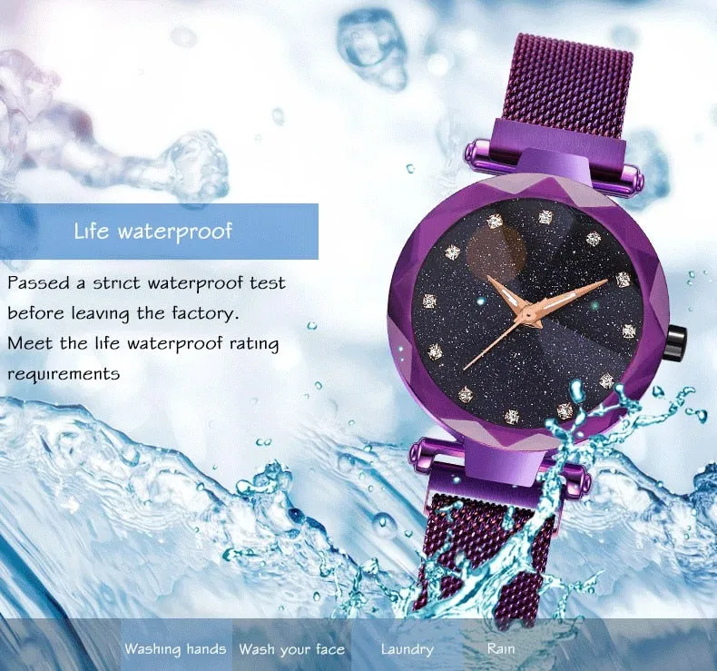 Ladies Magnetic Starry Sky Clock Luxury Women Watches Fashion Diamond Female Quartz Wristwatches Relogio Feminino Zegarek Damski