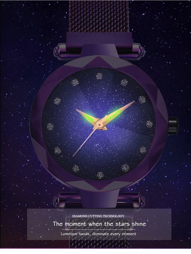 Ladies Magnetic Starry Sky Clock Luxury Women Watches Fashion Diamond Female Quartz Wristwatches Relogio Feminino Zegarek Damski