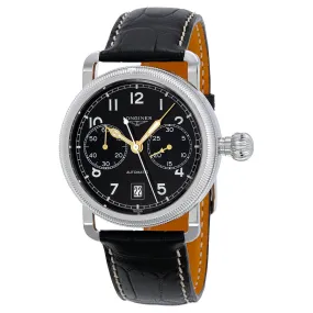 Longines Heritage Chrono Black Dial Black Alligator Leather Men's Watch L2.783.4.53.0