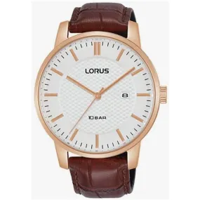 Lorus Men's Analogue Watch with Date, Brown Leather Strap RH978NX9