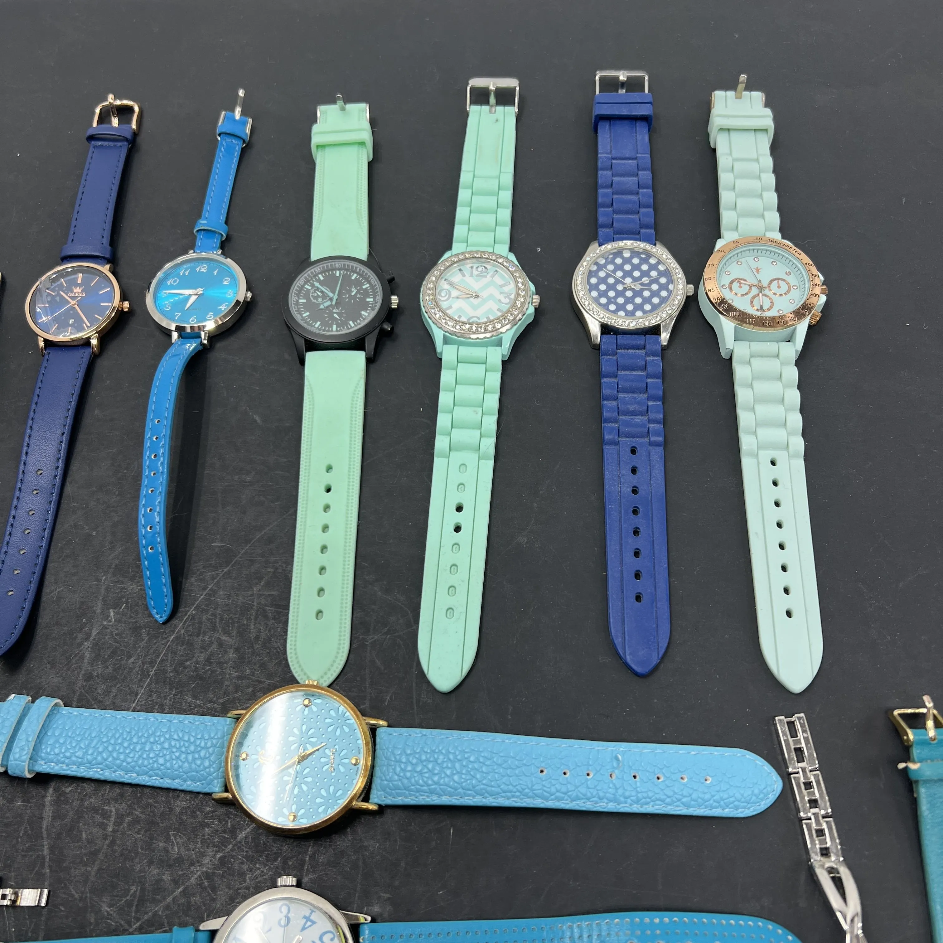 Lot of Twenty Untested Assorted Blue Shades Band Wristwatches *Not Tested*