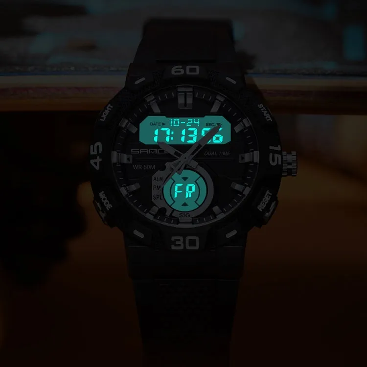Luminous Dual Display Waterproof Electronic Watch by SANDA 3087