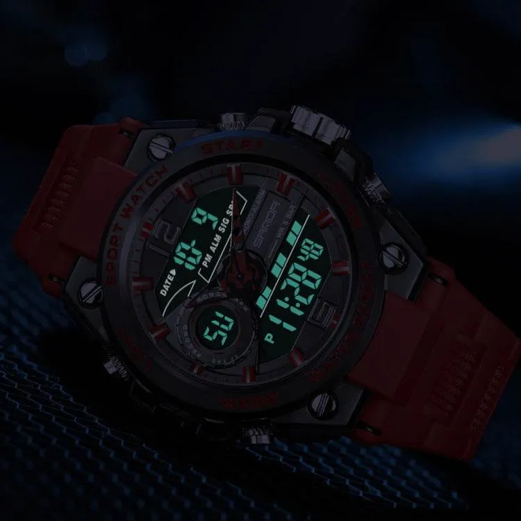 Luminous Dual Time Waterproof Sports Watch by SANDA 6092