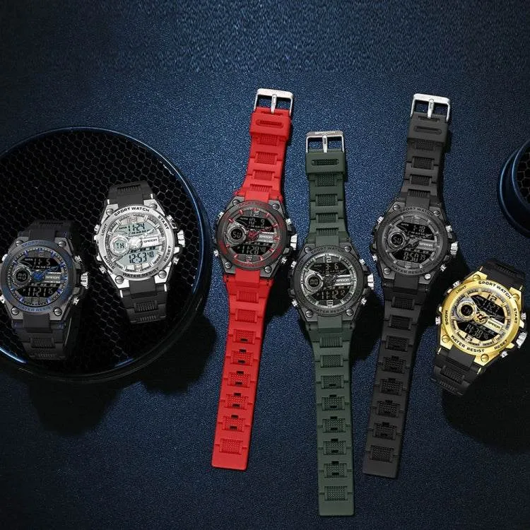 Luminous Dual Time Waterproof Sports Watch by SANDA 6092