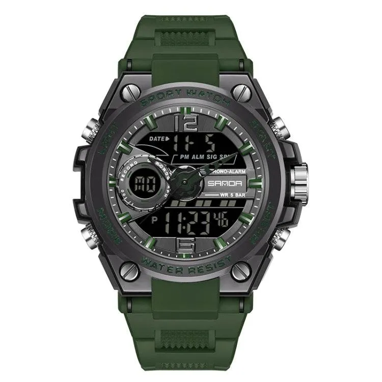 Luminous Dual Time Waterproof Sports Watch by SANDA 6092