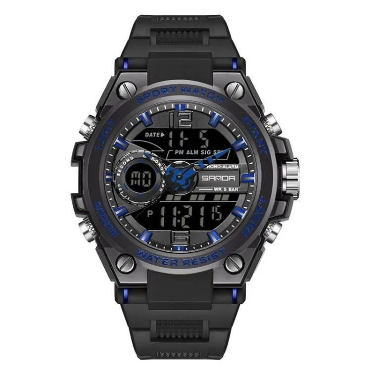 Luminous Dual Time Waterproof Sports Watch by SANDA 6092
