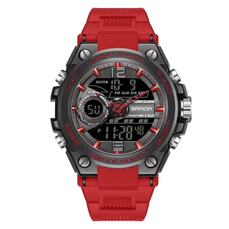 Luminous Dual Time Waterproof Sports Watch by SANDA 6092