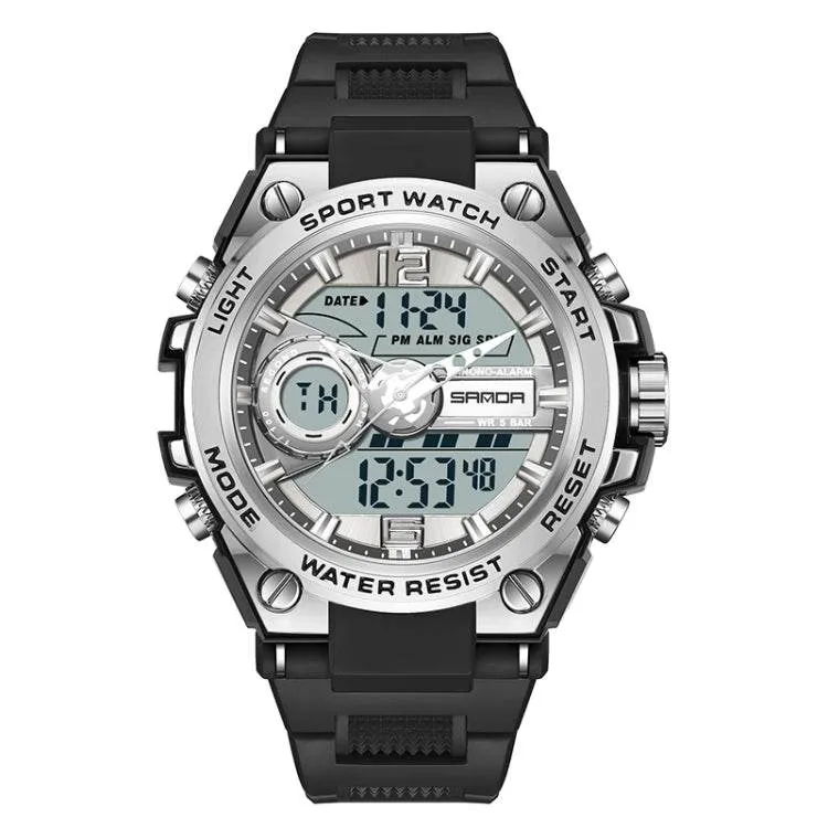 Luminous Dual Time Waterproof Sports Watch by SANDA 6092