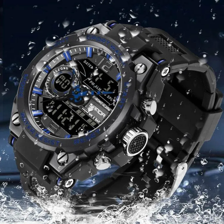Luminous Dual Time Waterproof Sports Watch by SANDA 6092
