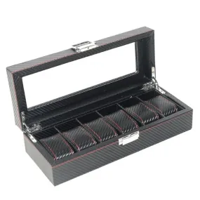 Luxury  High Quality Carbon Fiber Leather Watch Case Box Organizer