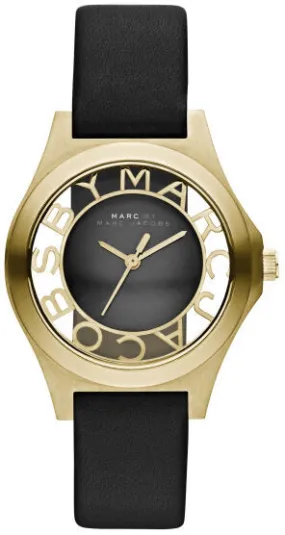Marc by Marc Jacobs Henry Black Dial Black Leather Ladies Quartz Watch MBM1340