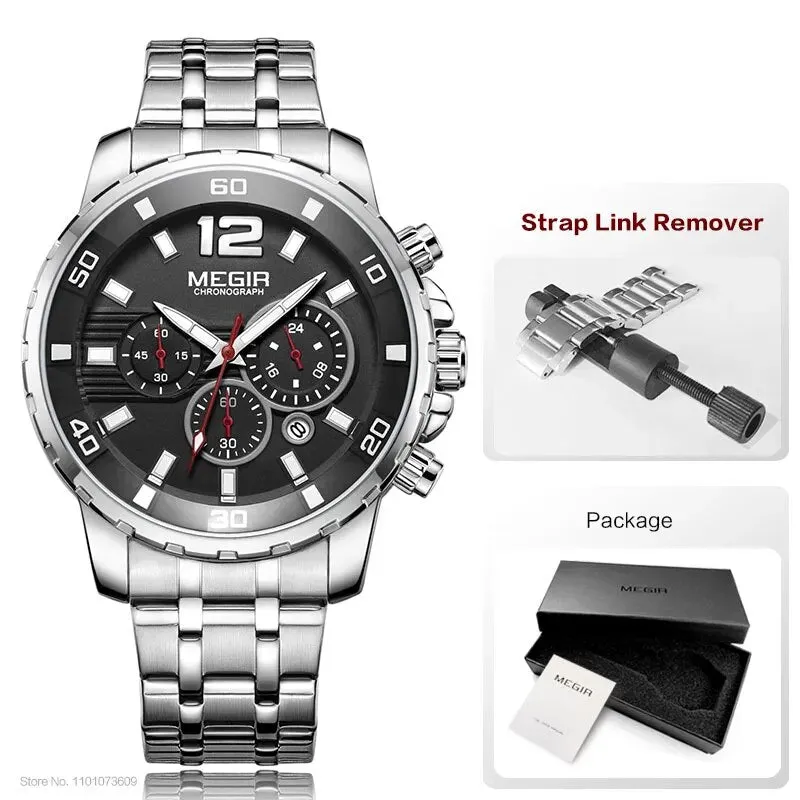Men's Gold Stainless Steel Quartz Watches Business Chronograph Analgue Wristwatch for Man