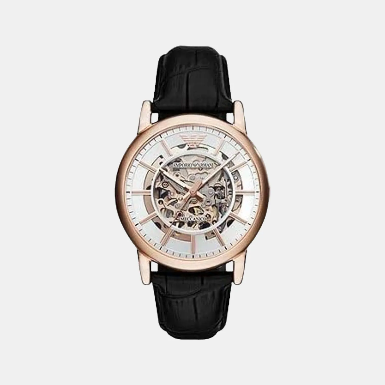 Men's Silver Analog Leather Automatic Watch AR60007