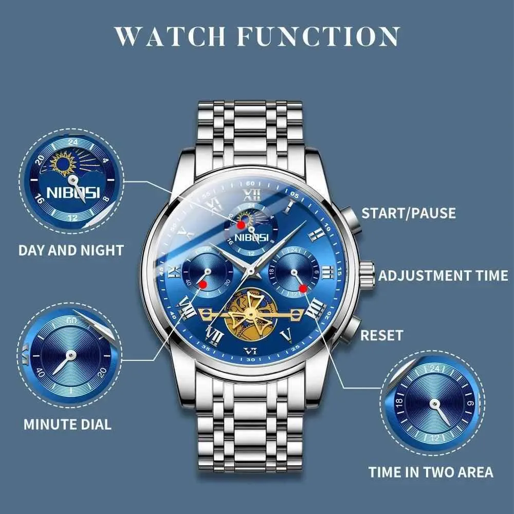 Men's Simple Watches MSCWN57 Luxury Tourbillon Quartz Wristwatch