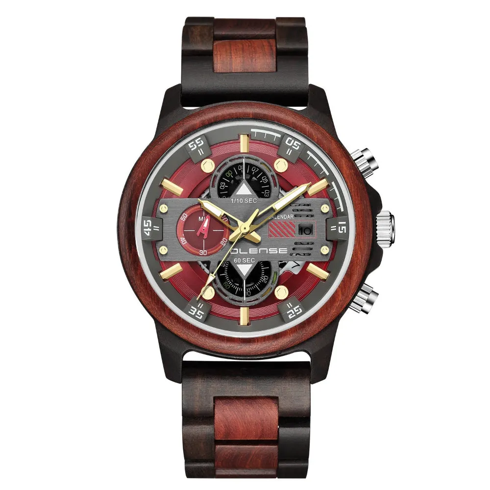 Men's Wooden Quartz Multifunctional Luminous Watch