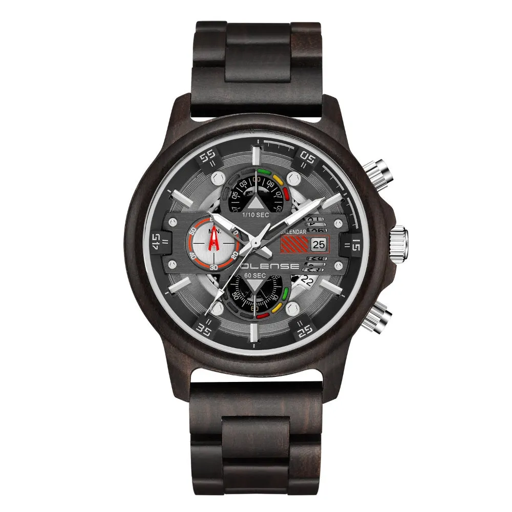 Men's Wooden Quartz Multifunctional Luminous Watch