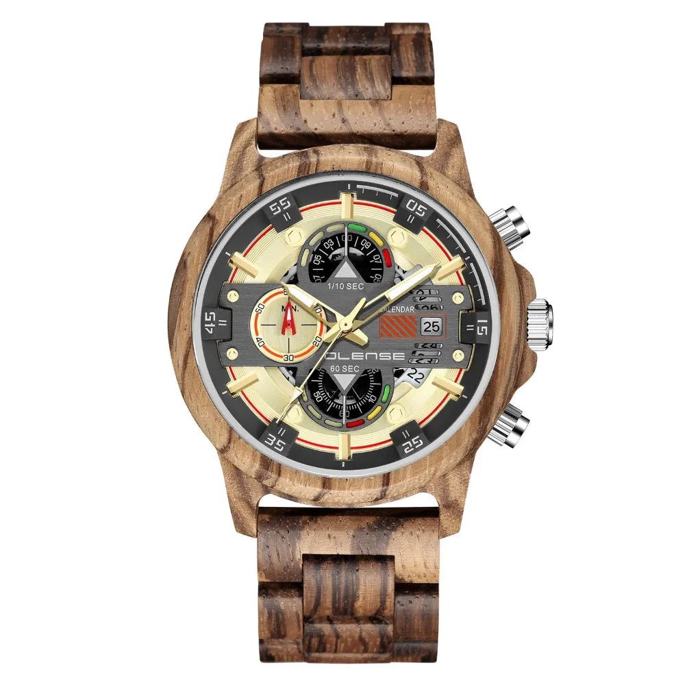 Men's Wooden Quartz Multifunctional Luminous Watch