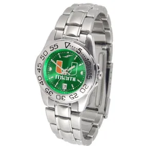 Miami Hurricanes Ladies AnoChrome  Steel Band Sports Watch