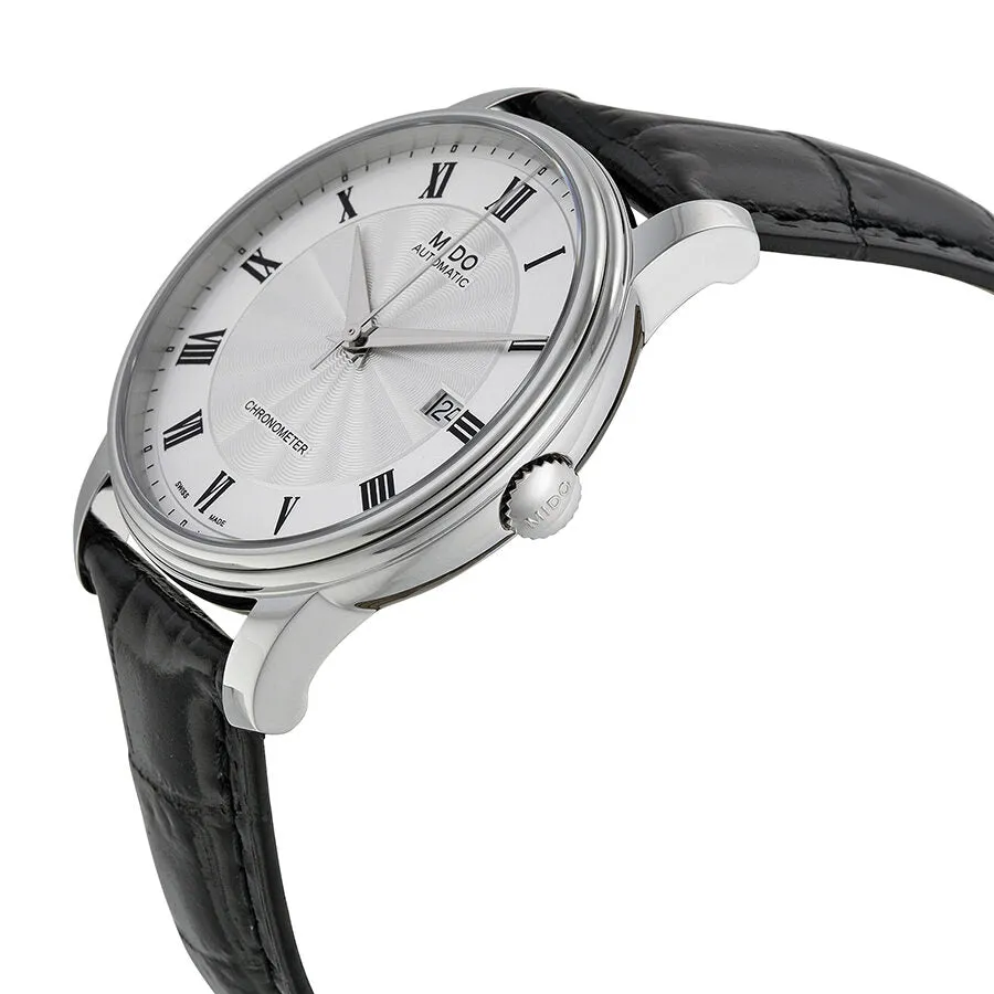 Mido Baroncelli III Automatic Silver Dial Black Leather Men's Watch M0104081603320
