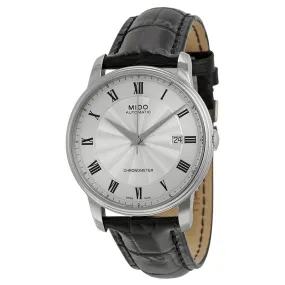 Mido Baroncelli III Automatic Silver Dial Black Leather Men's Watch M0104081603320