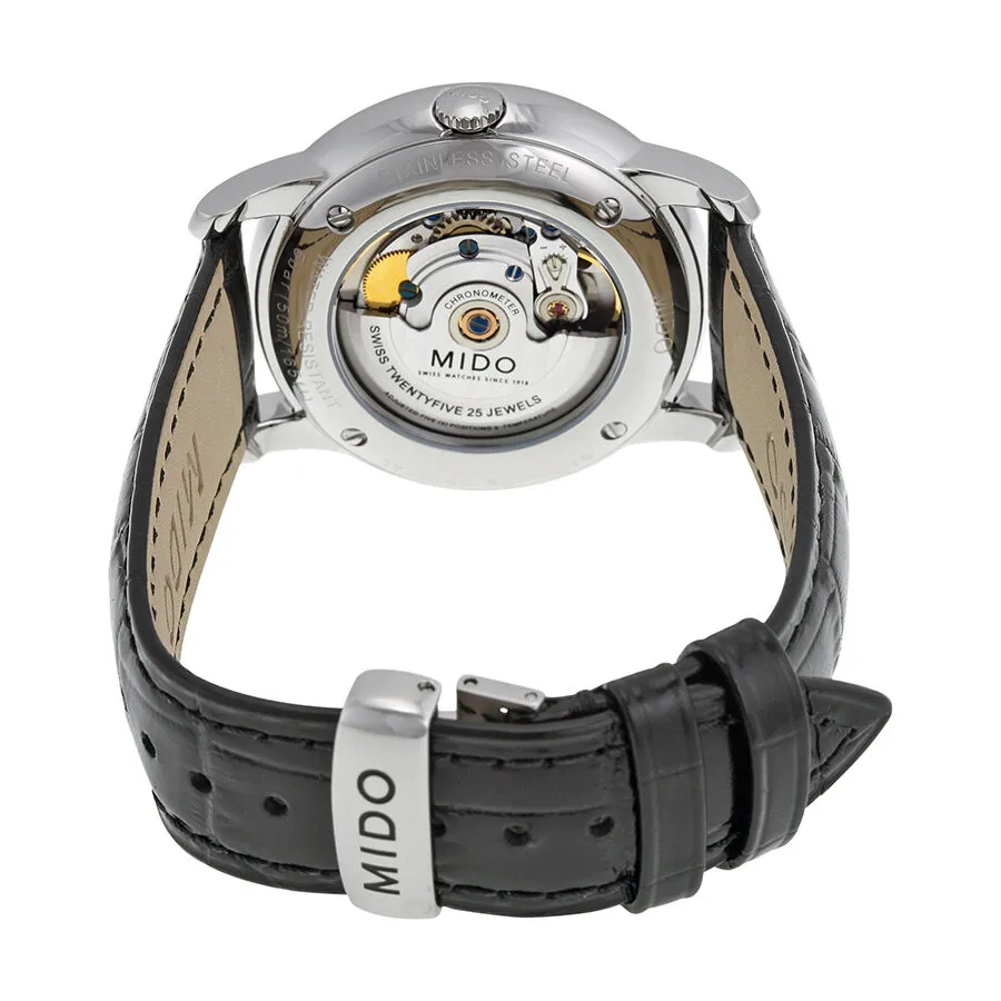 Mido Baroncelli III Automatic Silver Dial Black Leather Men's Watch M0104081603320