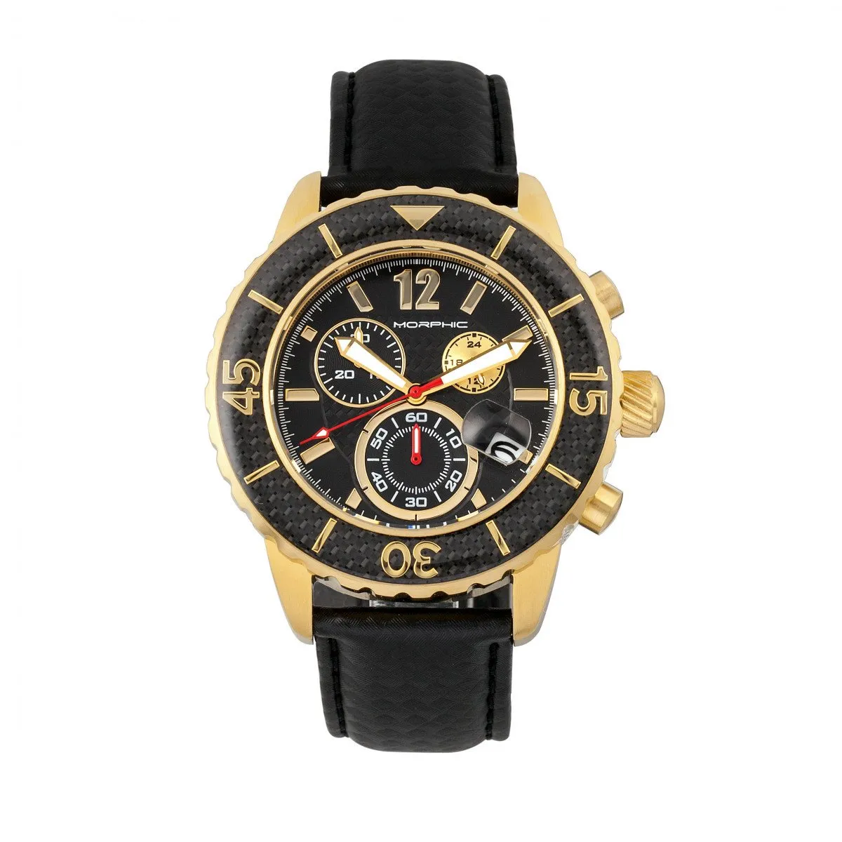 Morphic M51 Series Chronograph Leather-Band Watch w/Date