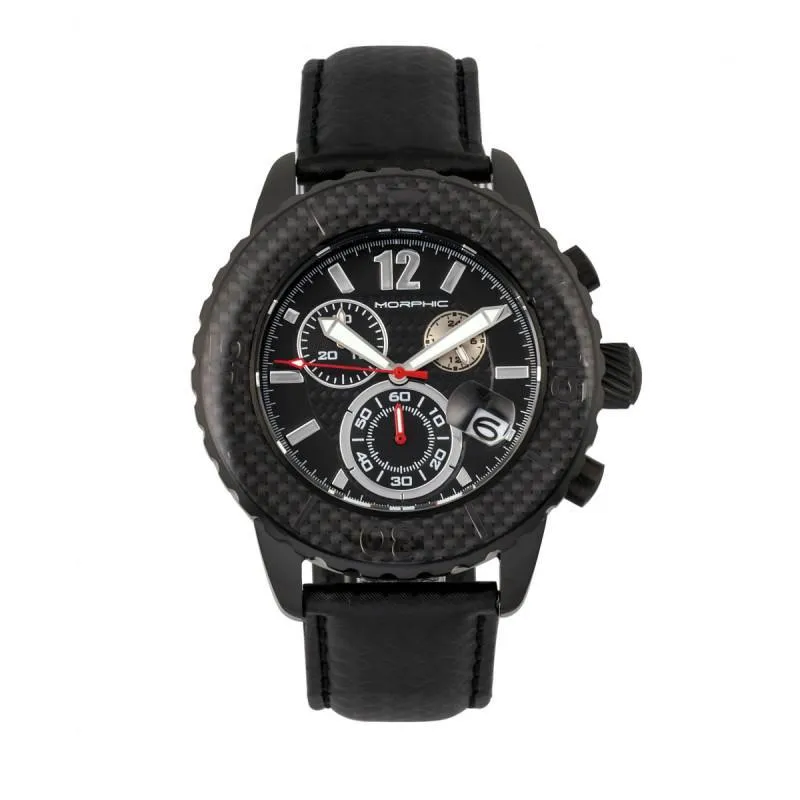 Morphic M51 Series Chronograph Leather-Band Watch w/Date
