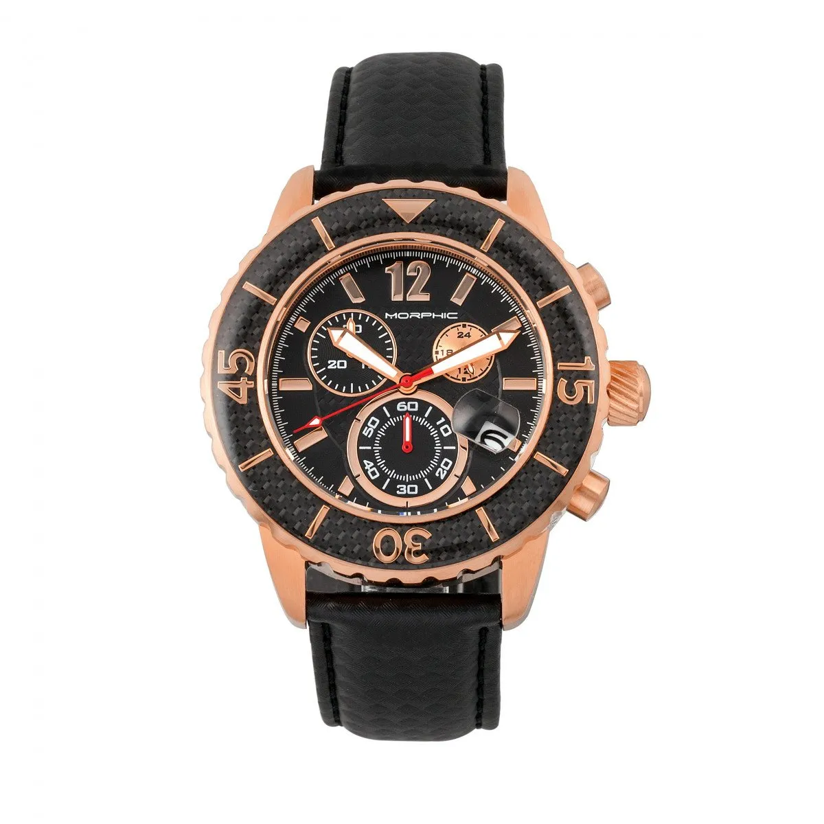 Morphic M51 Series Chronograph Leather-Band Watch w/Date