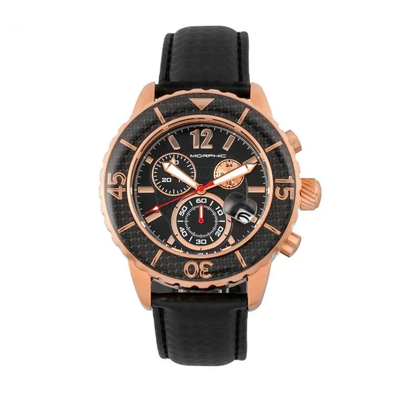 Morphic M51 Series Chronograph Leather-Band Watch w/Date