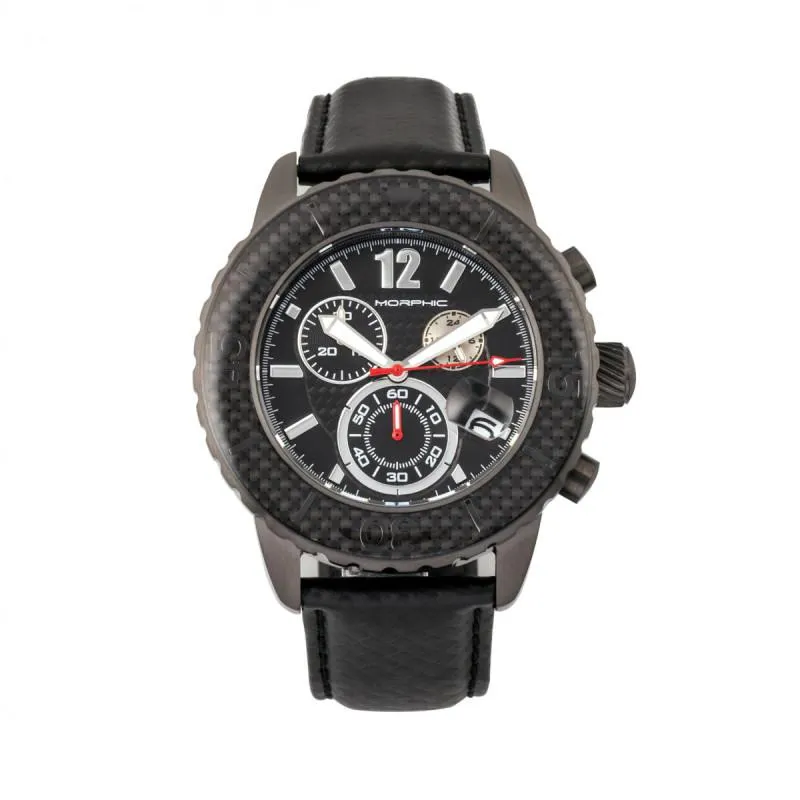 Morphic M51 Series Chronograph Leather-Band Watch w/Date