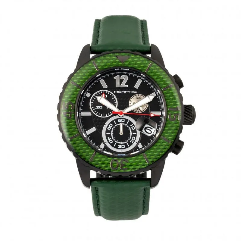 Morphic M51 Series Chronograph Leather-Band Watch w/Date
