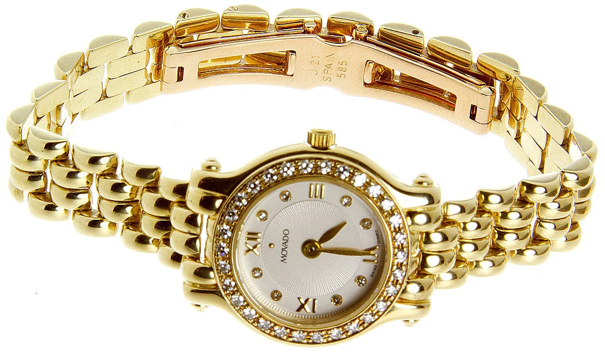 Movado Brileti 14k Gold & Diamond Watch