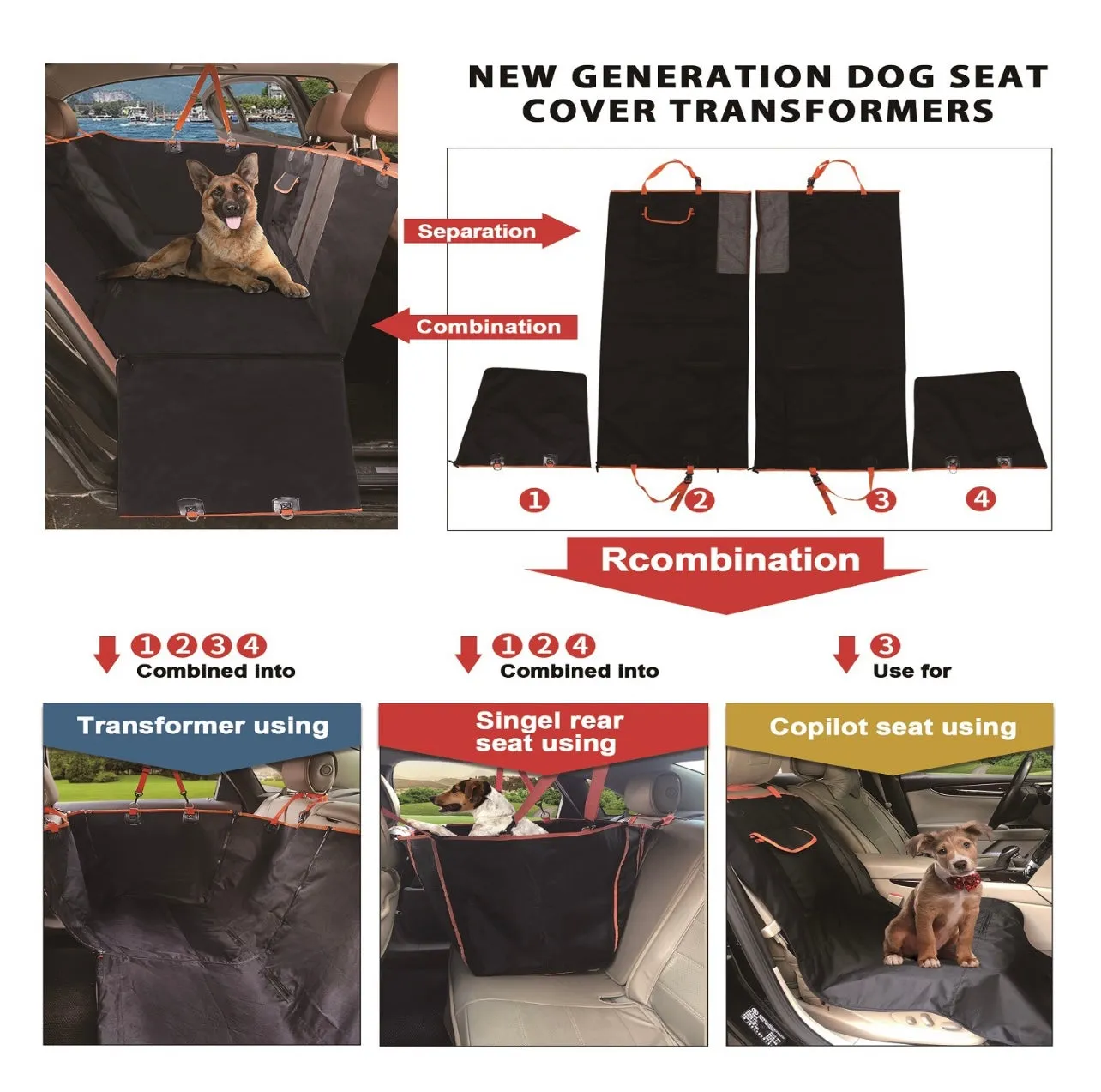 Multi-Use Dog Car Seat Cover, Waterproof & Nonslip, Camouflage