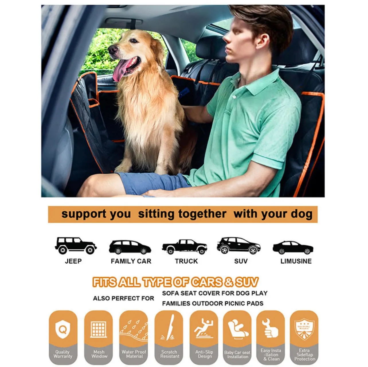 Multi-Use Dog Car Seat Cover, Waterproof & Nonslip, Camouflage